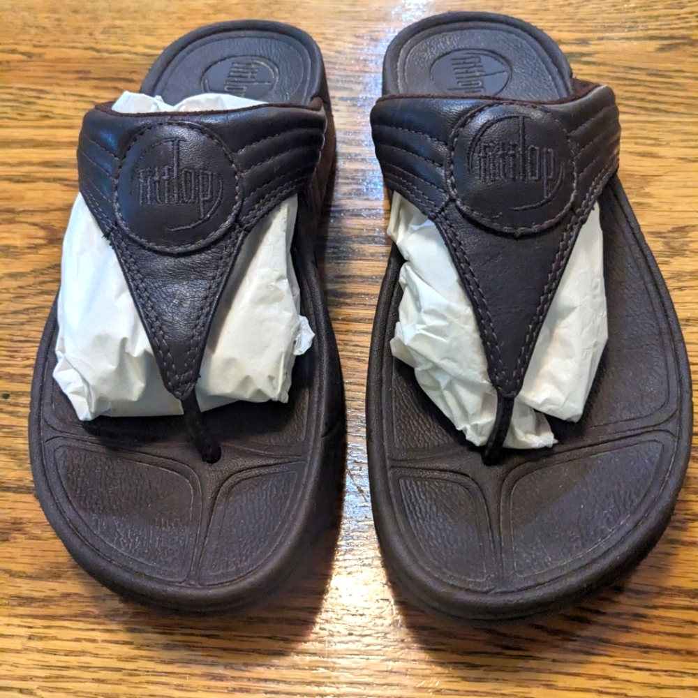 Fitflop Walkstar Brown Leather Sandal Size 6 EUC
